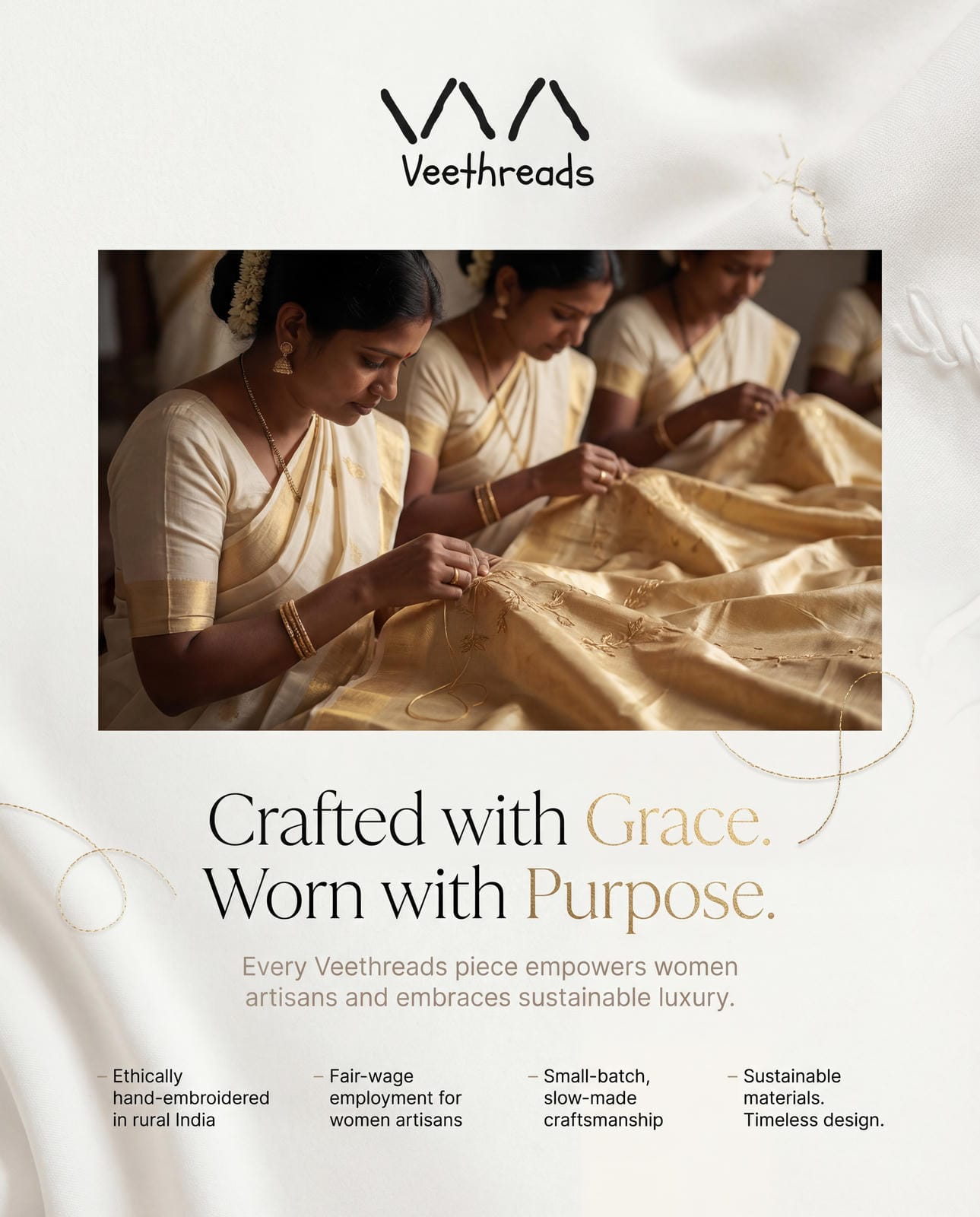 A poster telling how veethreads is sustainable brand