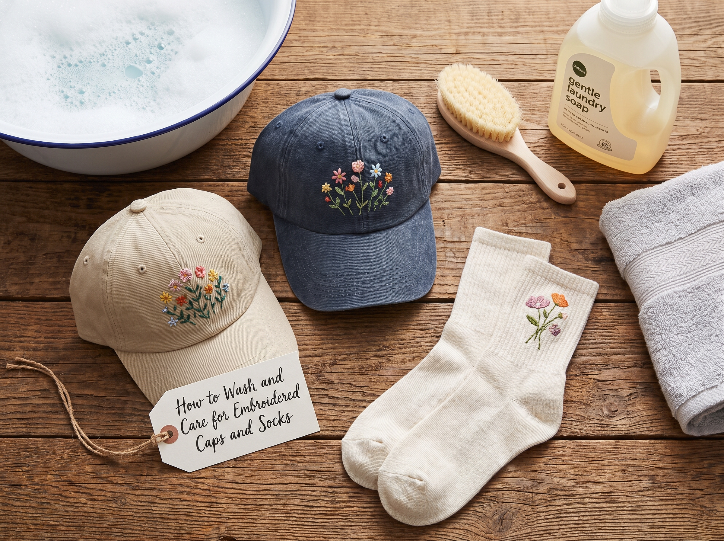 how to wash hand embroidered and embroidered caps and socks