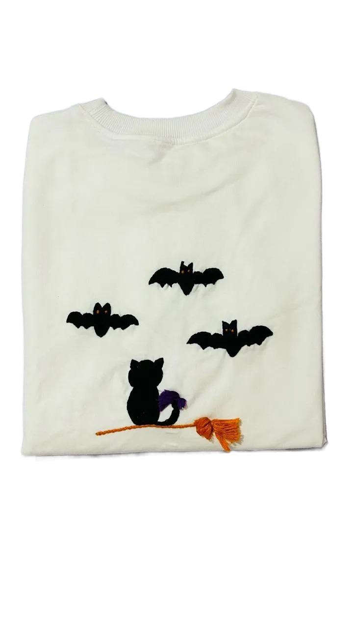 Harry potter Cat Hand Embroidered T-Shirt (Unisex) 240Gsm