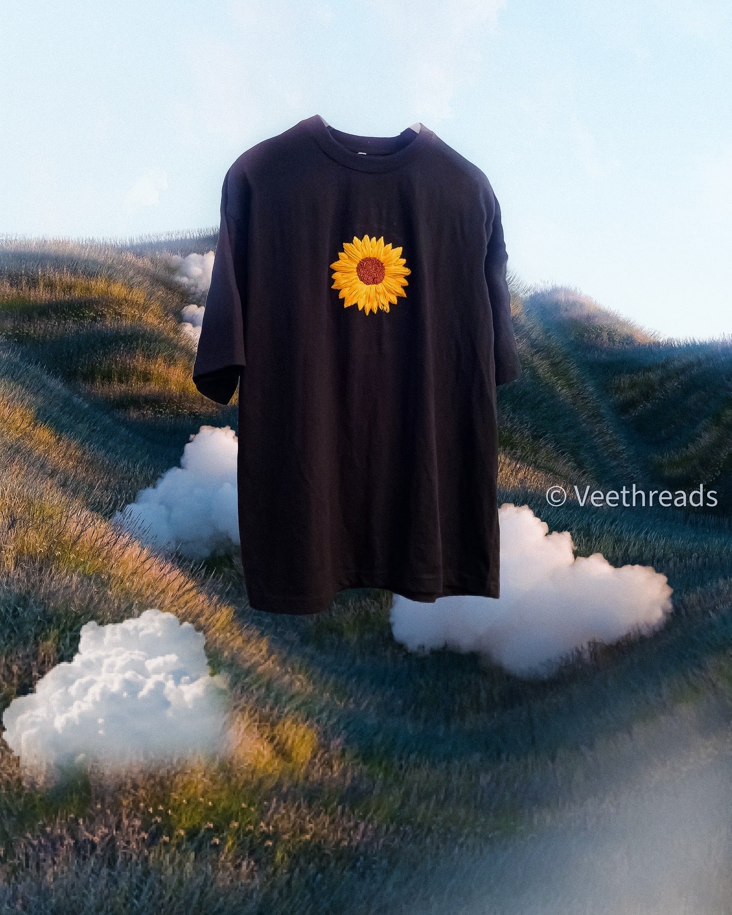 sunflower hand embroidery t-shirt