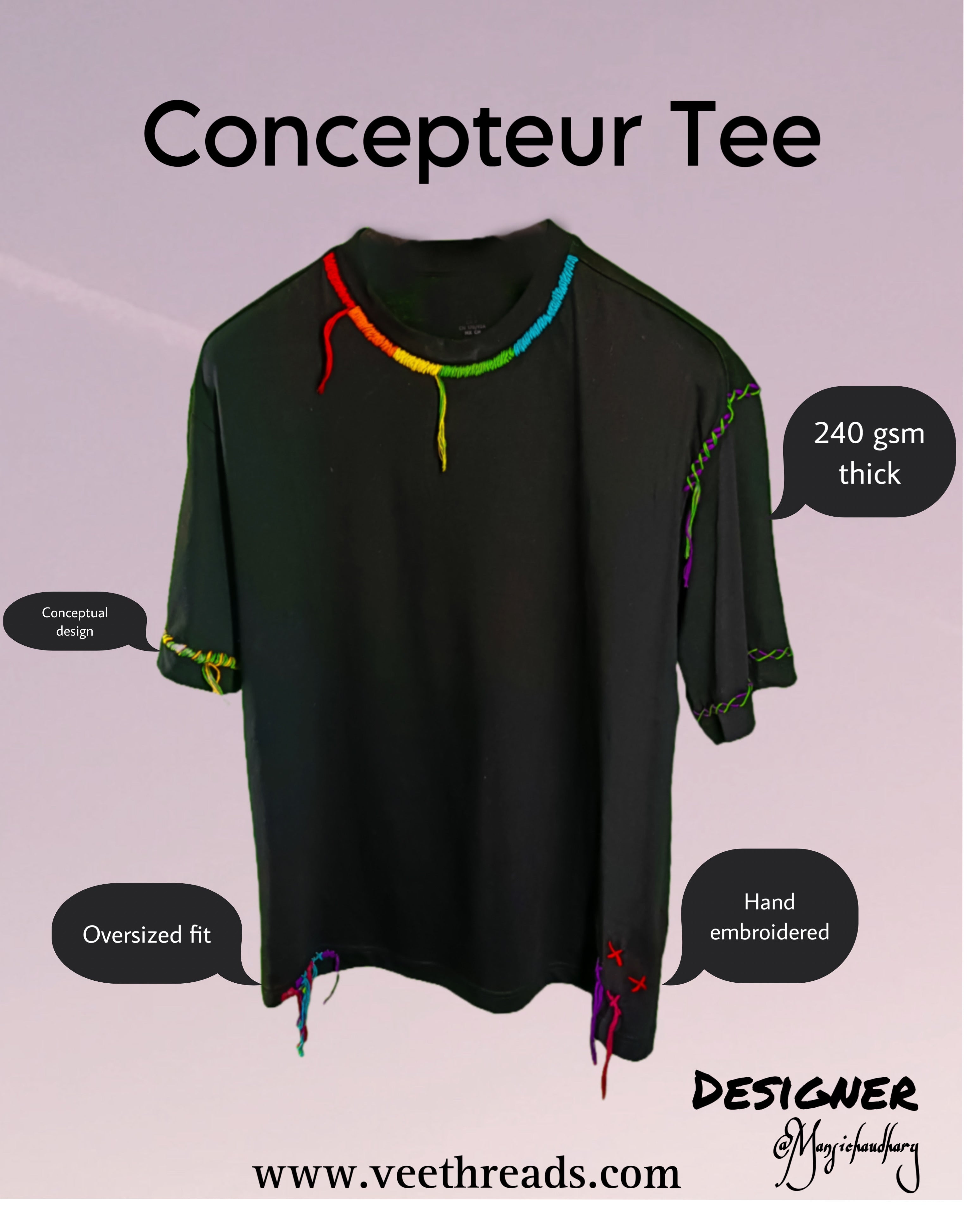 Hand selling Embroidery Oversized T-Shirt size S