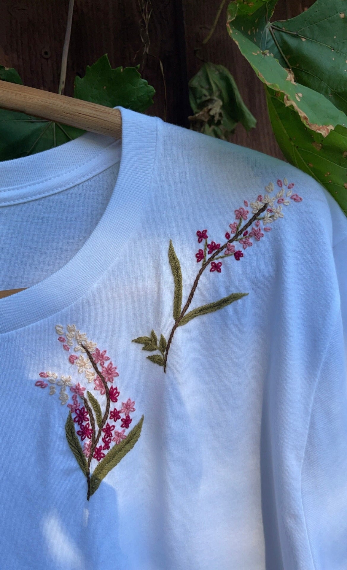 Floral Hand-Embroidered Cotton T-Shirt