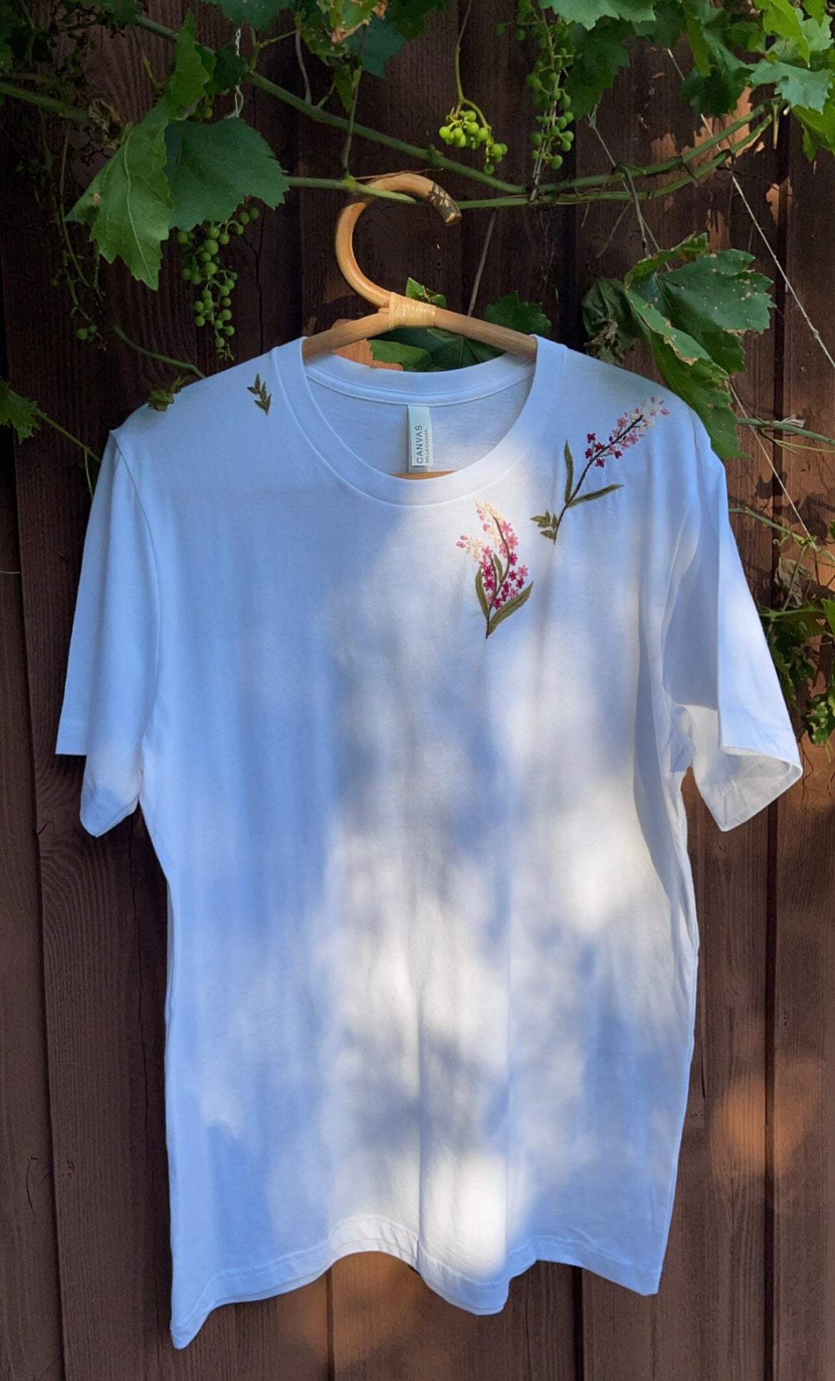 Floral Hand-Embroidered Cotton T-Shirt