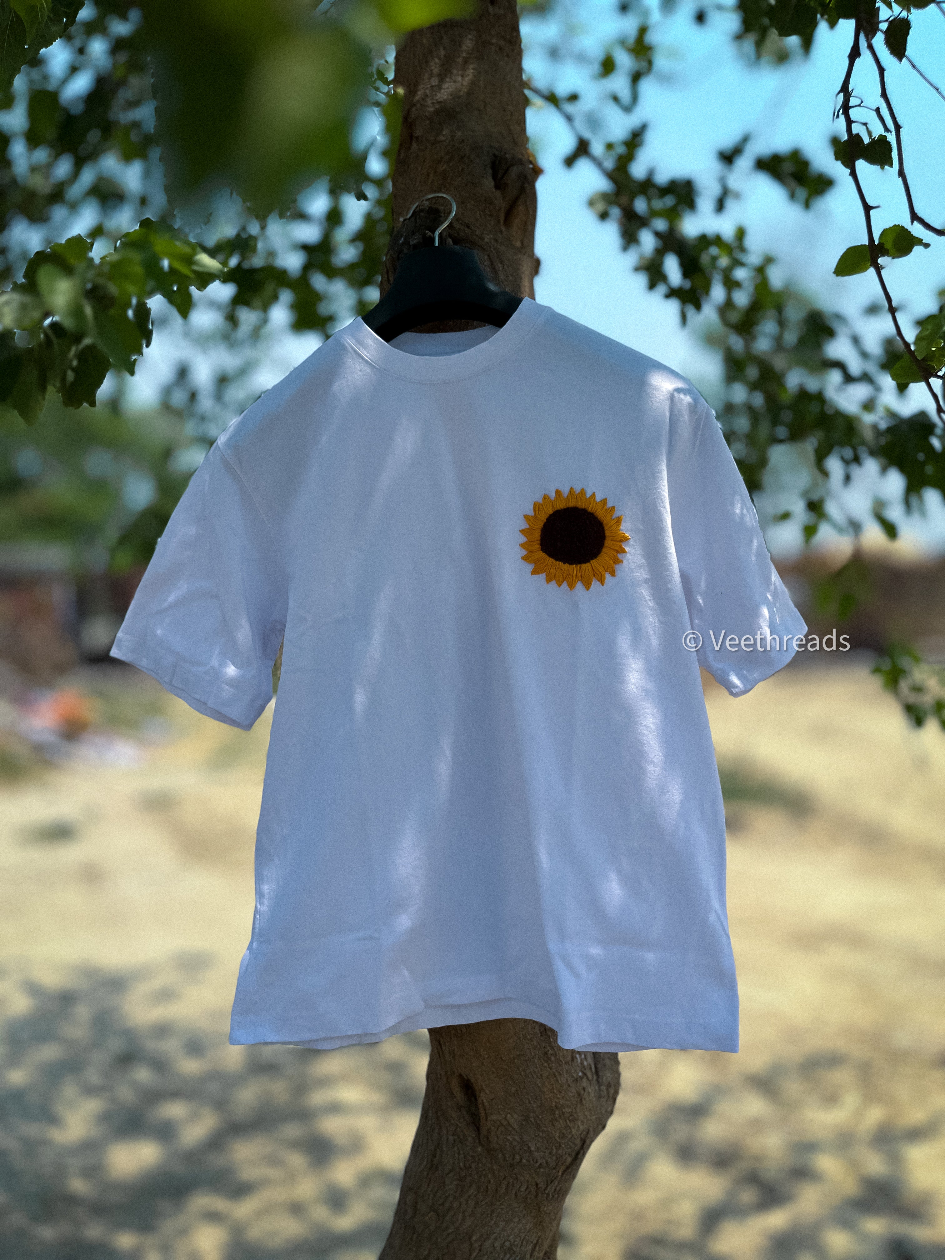 Sunflower embroidery tshirt