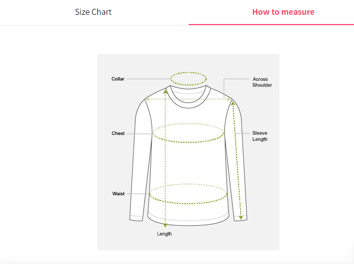 SIZE CHART Embroidery sweatshirts
