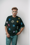 Floral applique Hand-Embroidered Tee