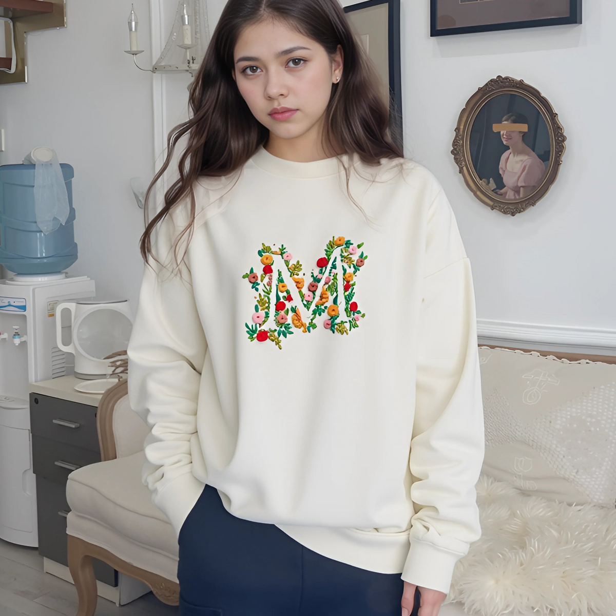 Custom Initials Embroidered Oversized Sweatshirt (Unisex) – Vee