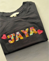 Custom Name & Little hearts Embroidered Oversized T-shirt