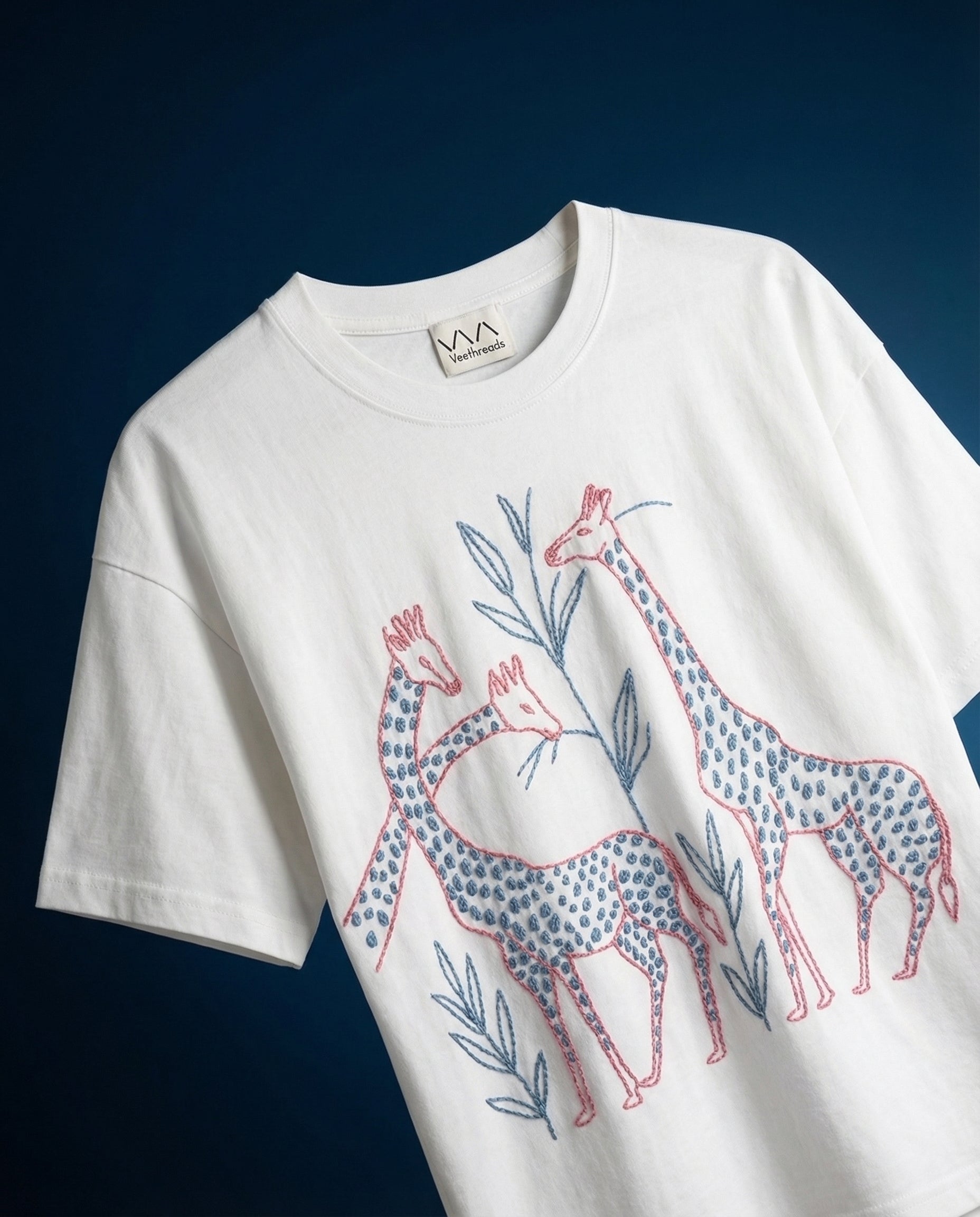 premium embroidered giraffe graphic t shirt for summer vacation outfit