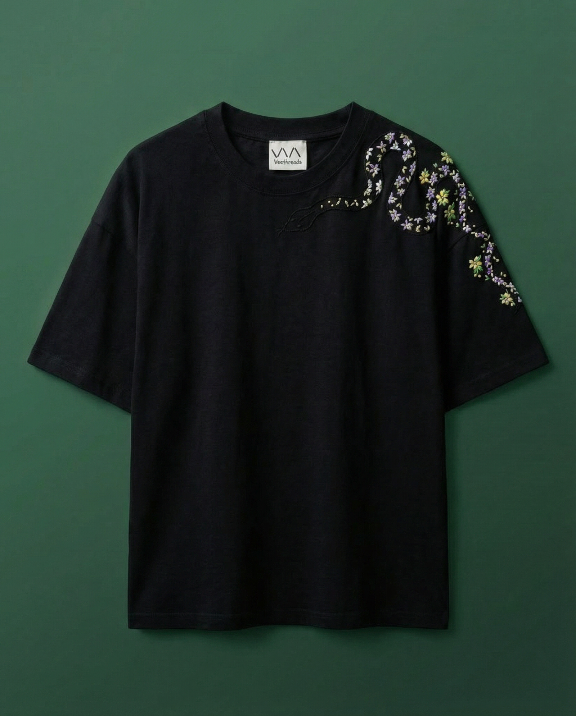 Serpentine Garden Hand Embroidered T-Shirt