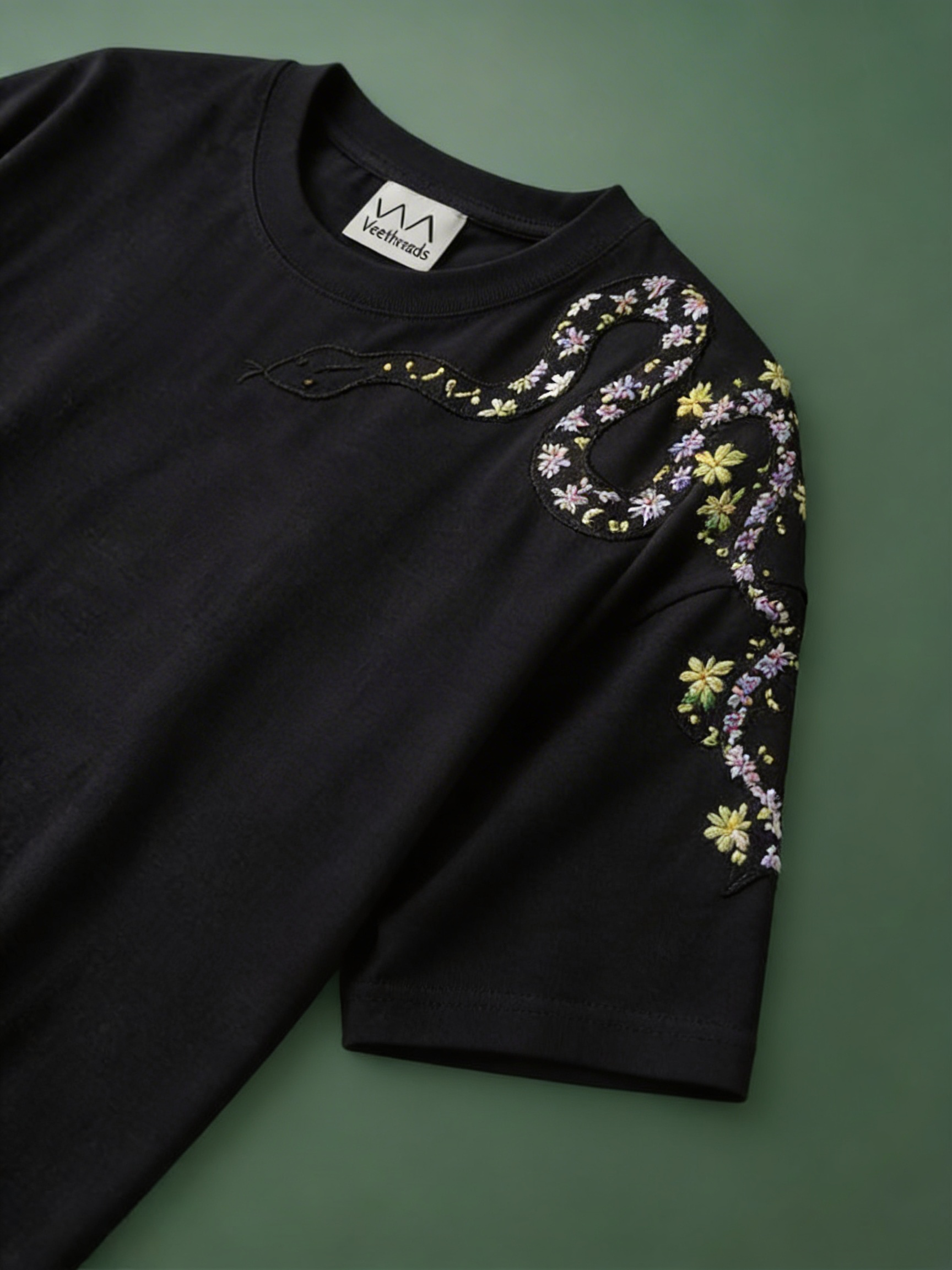 Serpentine Garden Hand Embroidered T-Shirt