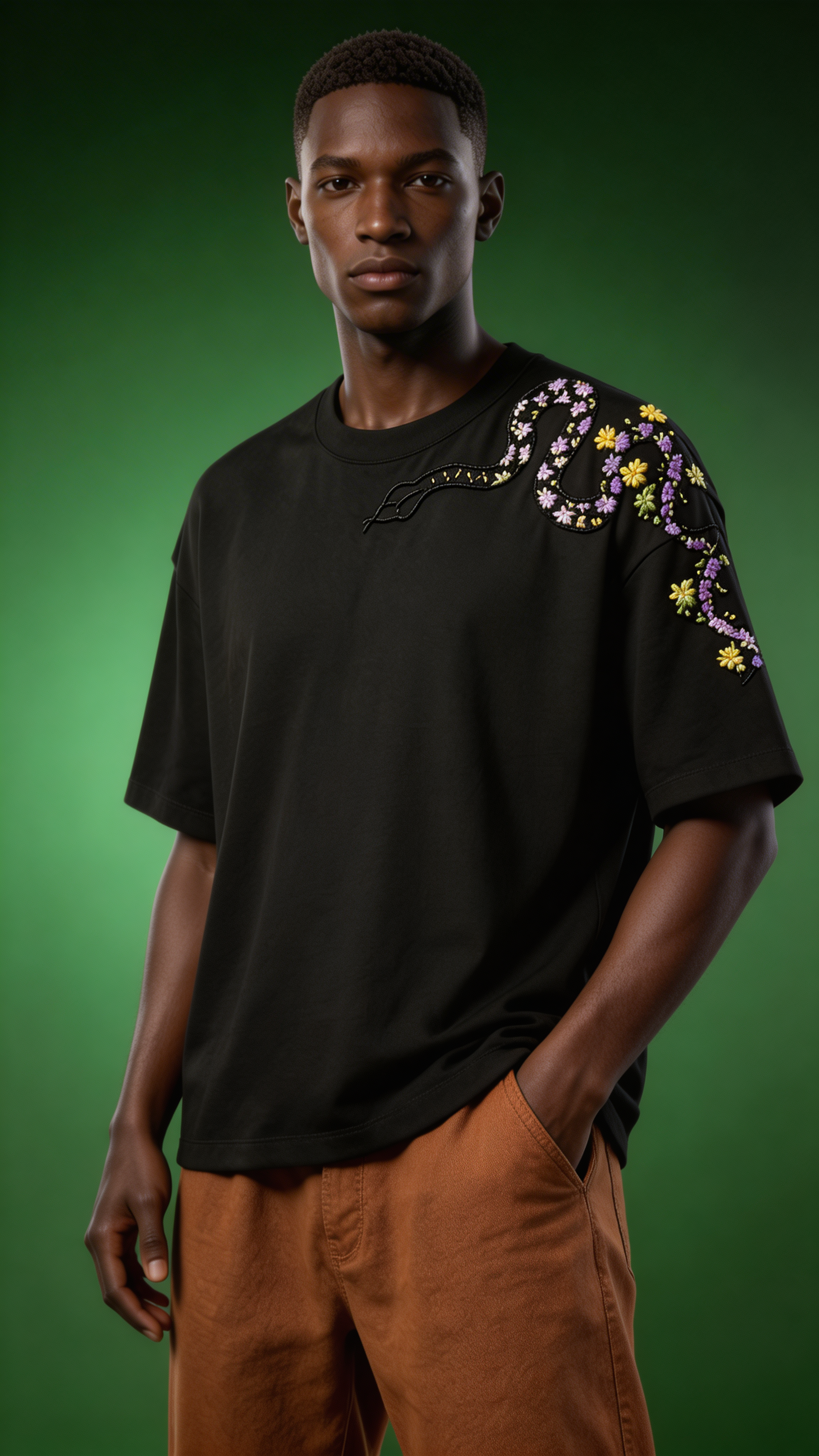 Serpentine Garden Hand Embroidered T-Shirt