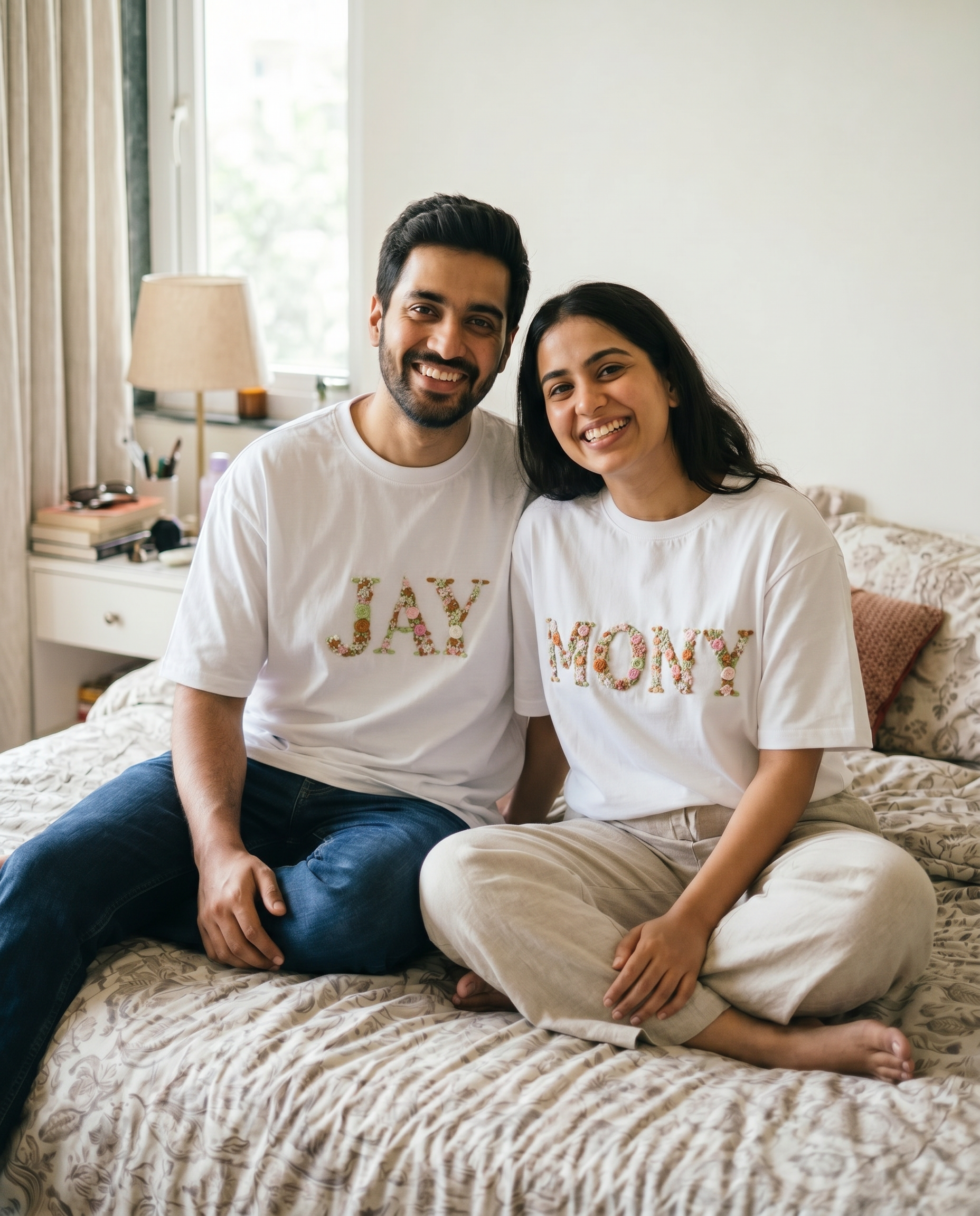 Custom Name Hand Embroidered Oversized T-shirt (Unisex)