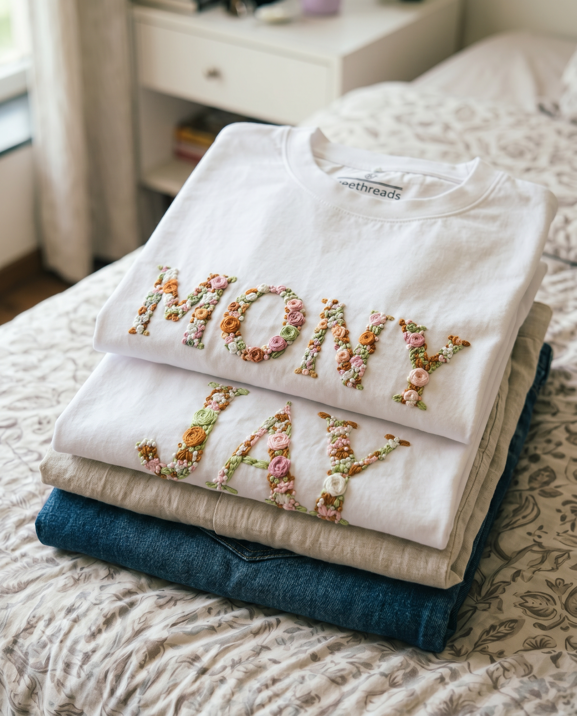 Custom Name Hand Embroidered Oversized T-shirt (Unisex)