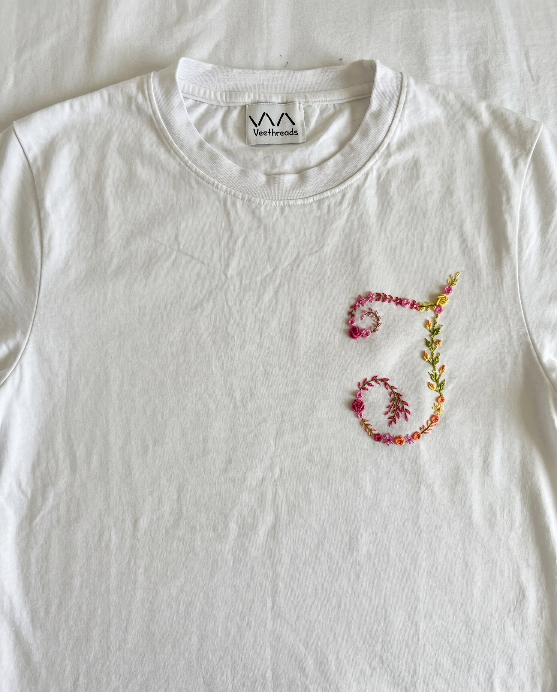 Name Initials Customise Hand Embroidery T-Shirt (UNISEX)