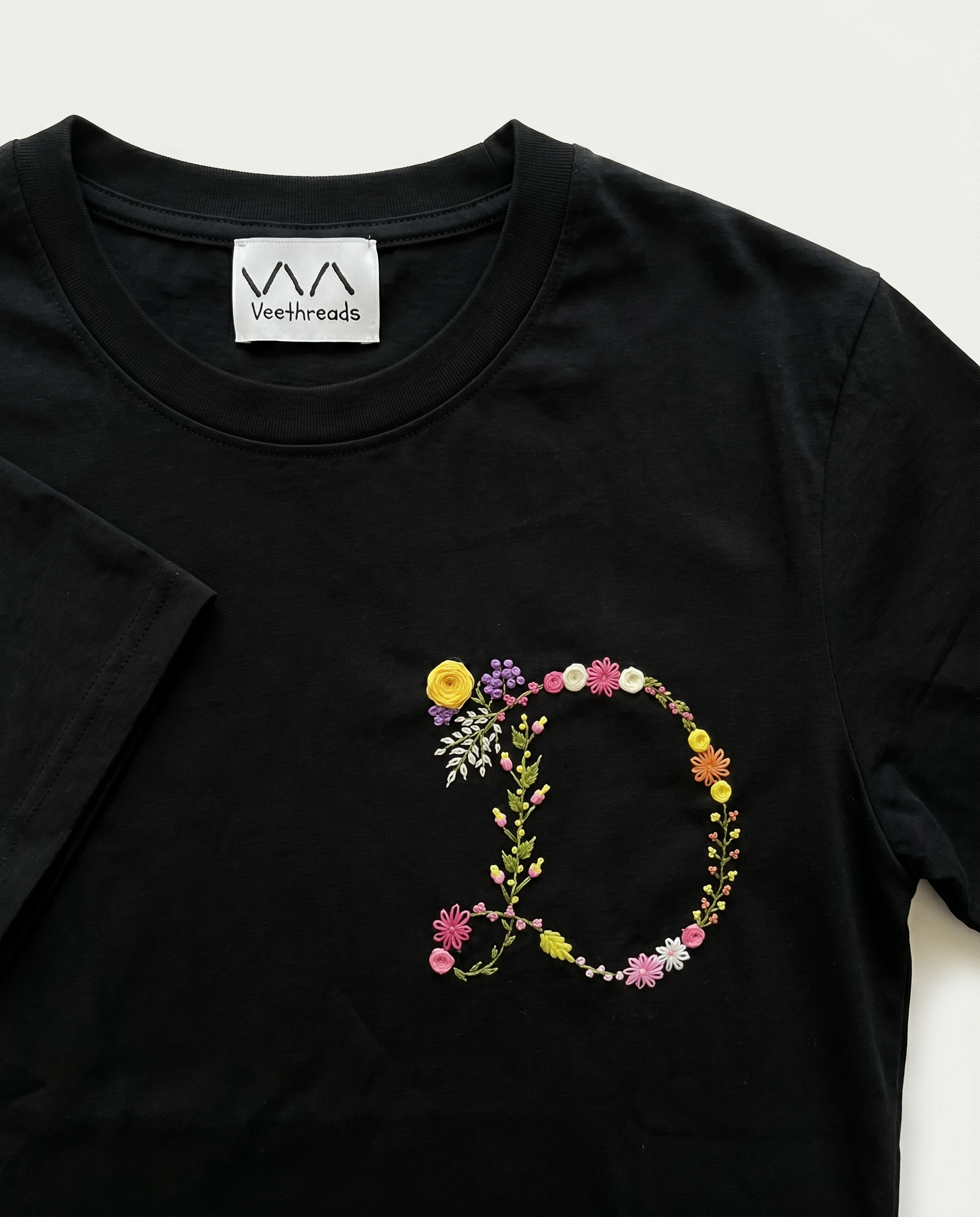 Name Initials Customise Hand Embroidery T-Shirt (UNISEX)