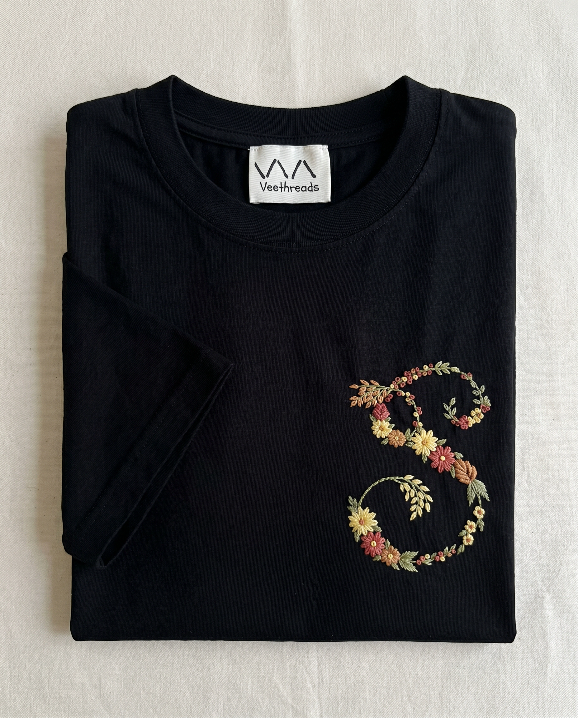 Name Initials Customise Hand Embroidery T-Shirt (UNISEX)