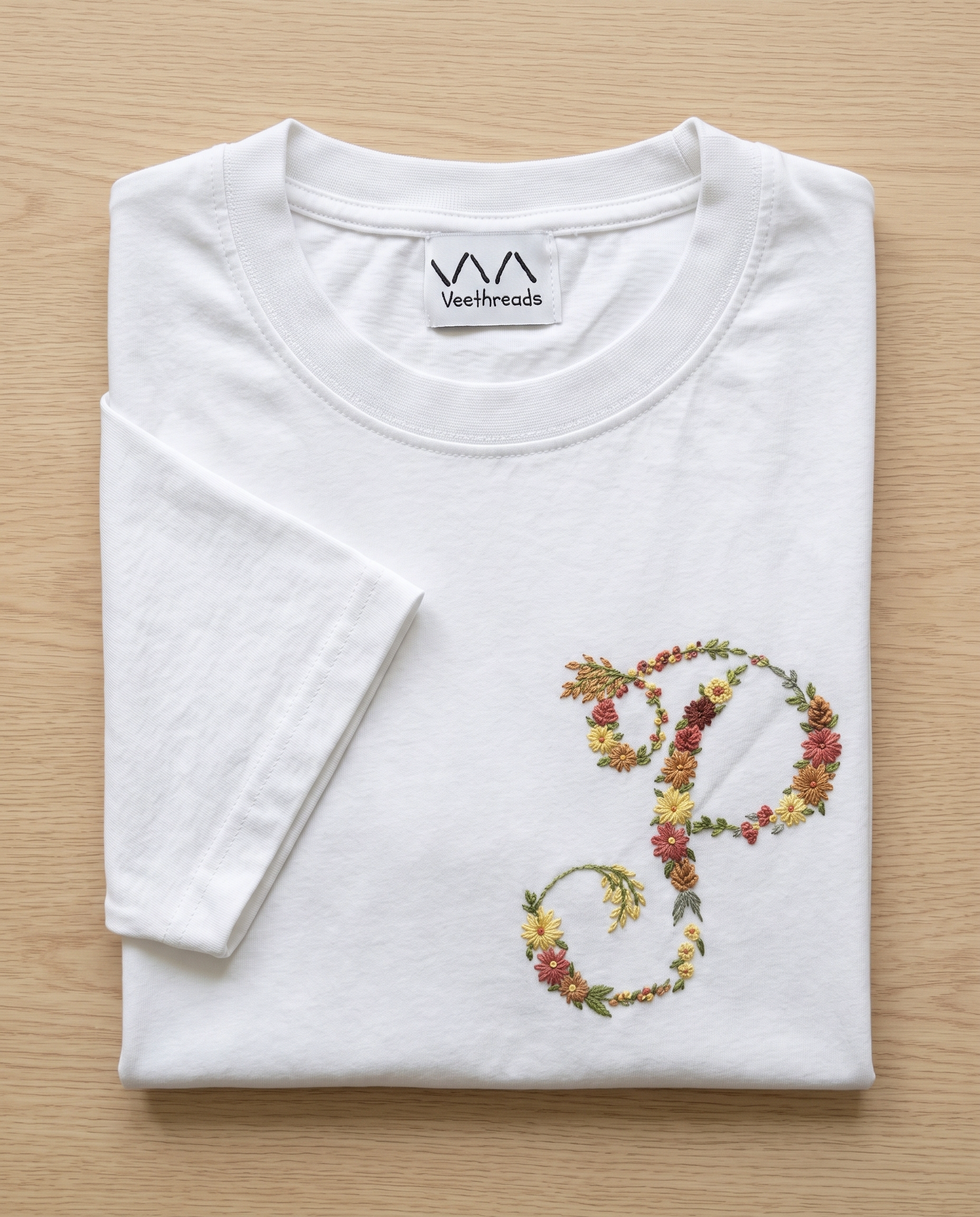Name Initials Customise Hand Embroidery T-Shirt (UNISEX)
