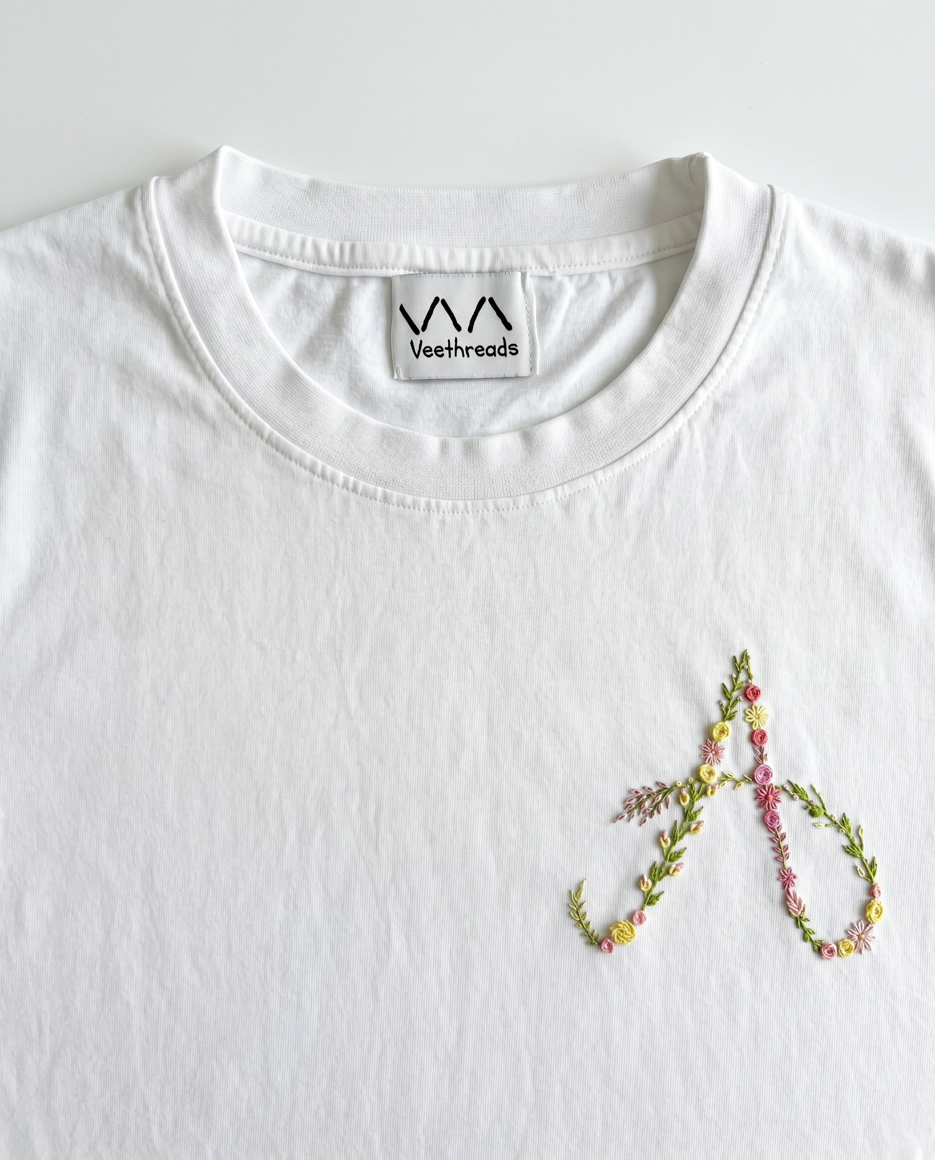 Name Initials Customise Hand Embroidery T-Shirt (UNISEX)