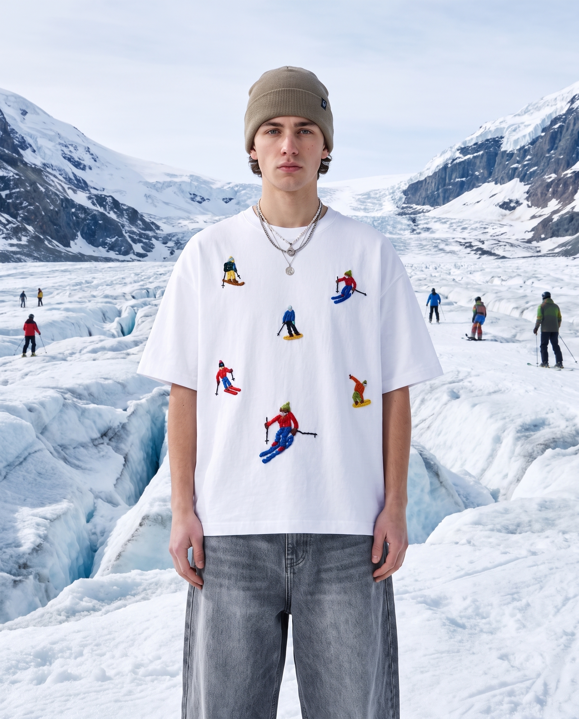 Piste | Ski & Snowboard Hand-Embroidered T-shirt