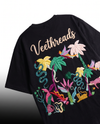 Night Jungle Hand Embroidered Oversized T-Shirt, Black
