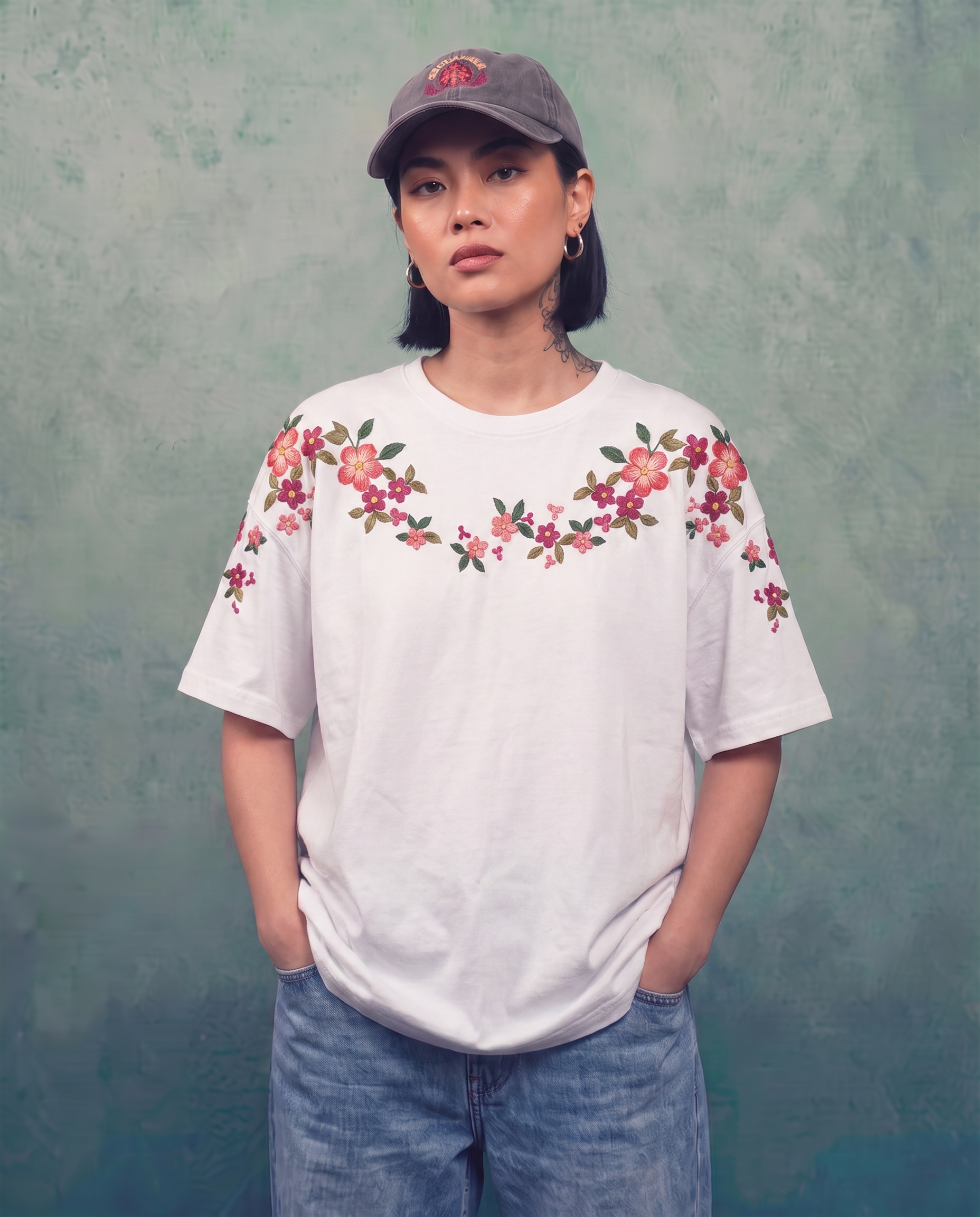 Floral embroidered Tshirt