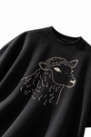 Black Sheep Hand Embroidered Black Oversized T-Shirt for Men & Women