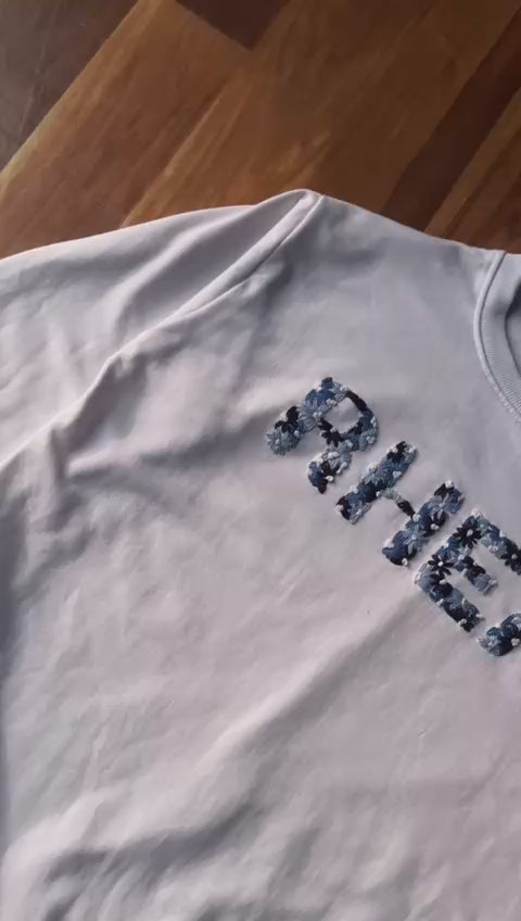 Customised  Name Embroidered sweatshirt (bluish)