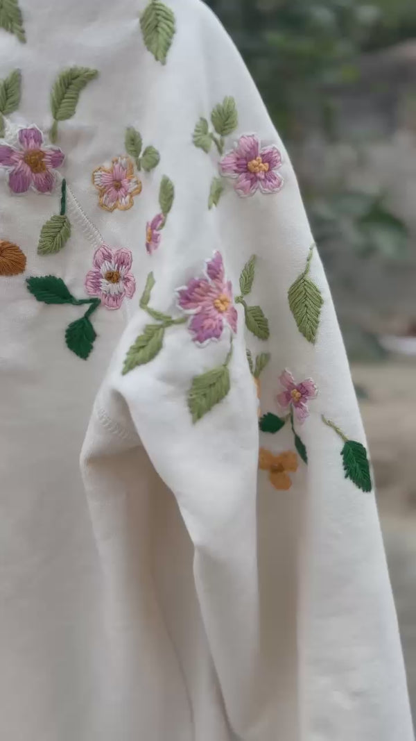 Botanical Hand Embroidered Sweatshirt | Veethreads