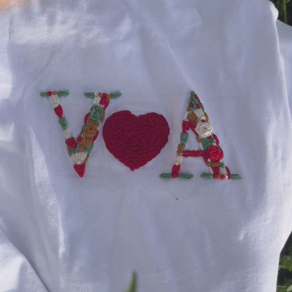 Name Initials With Heart Customised Hand Embroidery Oversized T-Shirt (UNISEX)