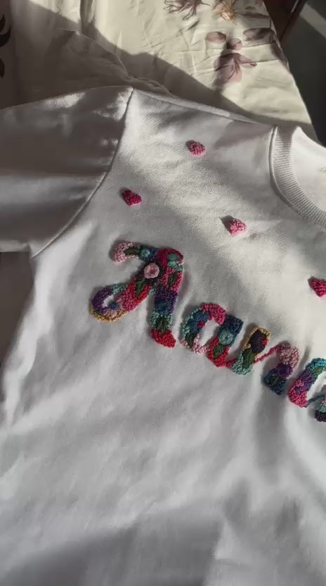Custom Name & Hearts Hand Embroidery sweatshirt