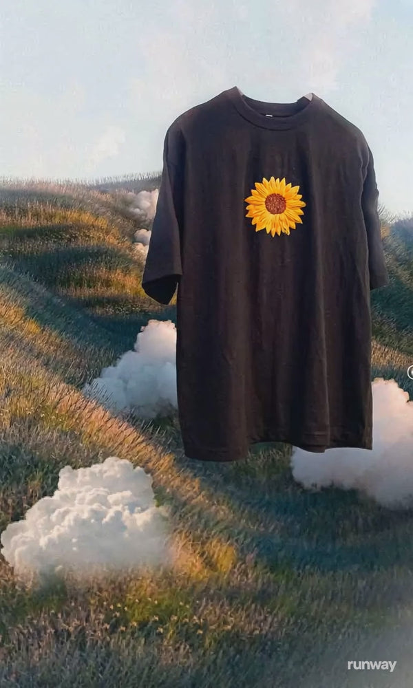 Sunflower Hand-Embroidered Oversized Tee