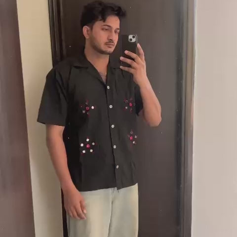 Shisha chakra embroidered mirror work Shirt