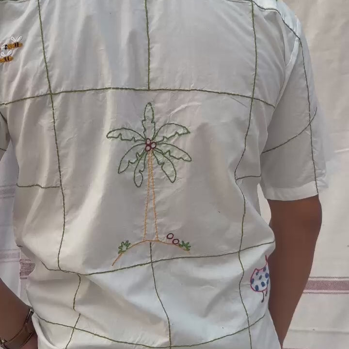 embroidered palm tree shirt
