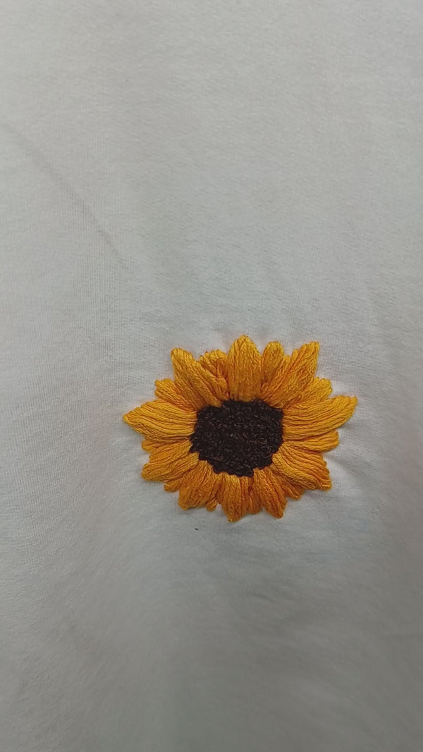 Sunflower Hand Embroidery Oversized T-Shirt (Unisex)