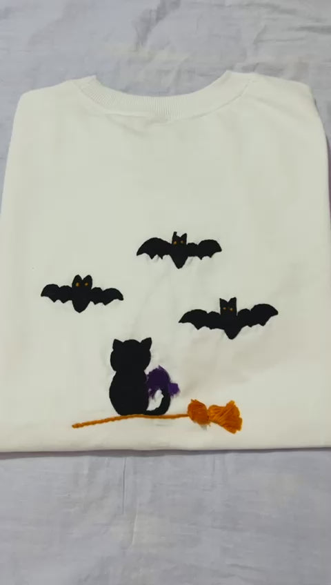 Harry potter Cat Hand Embroidered T-Shirt (Unisex) 240Gsm